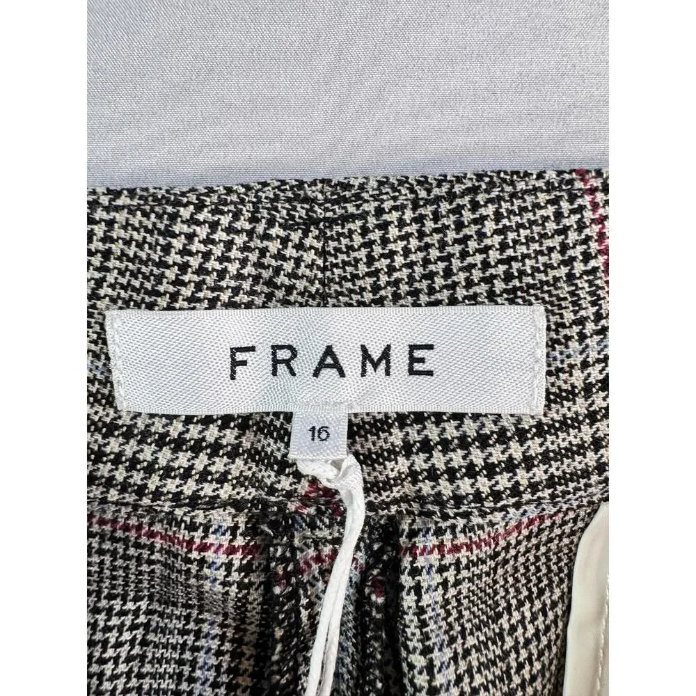 FRAME Relaxed Shorts Size 16 NWT $295 Plaid Wool Blend Pleated High Rise